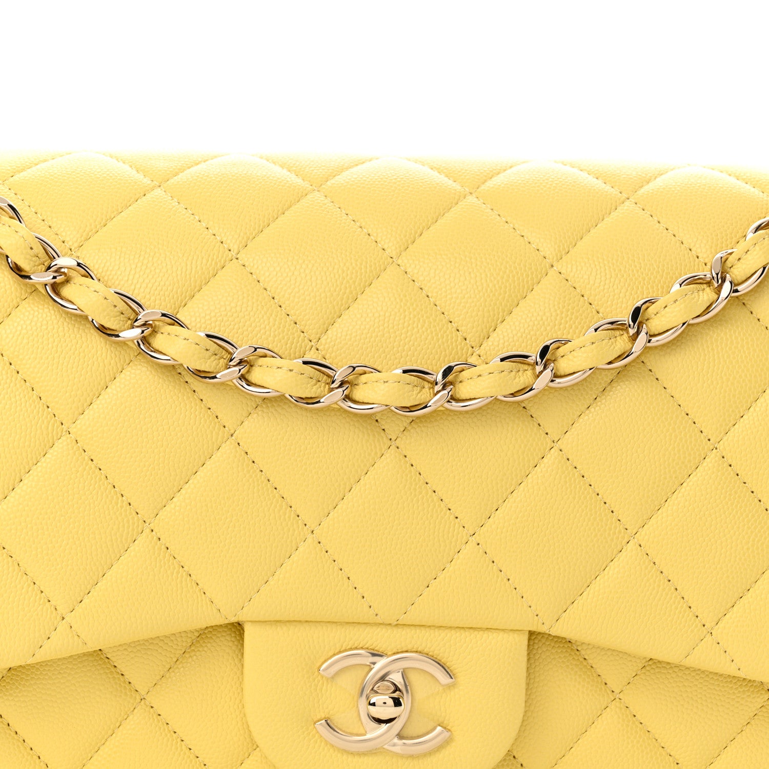 Chanel Caviar Quilted Jumbo Double Flap Yellow 8 of 11