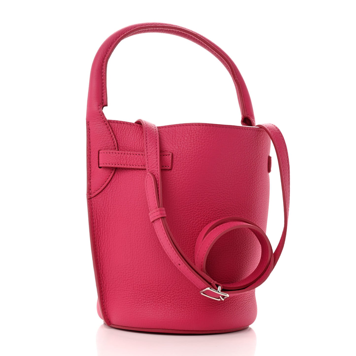 Supple Grained Calfskin Nano Big Bag Bucket Fuchsia