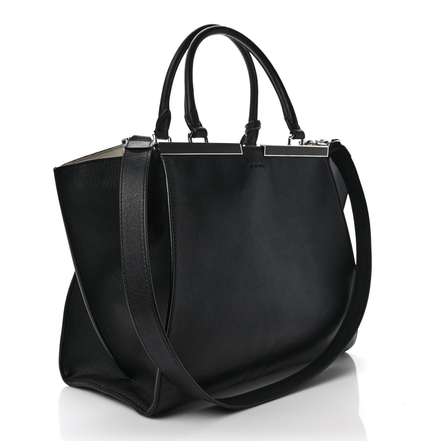 Fendi Vitello Dolce Shiny Nappa Petite 3Jours Tote Black 3 of 12