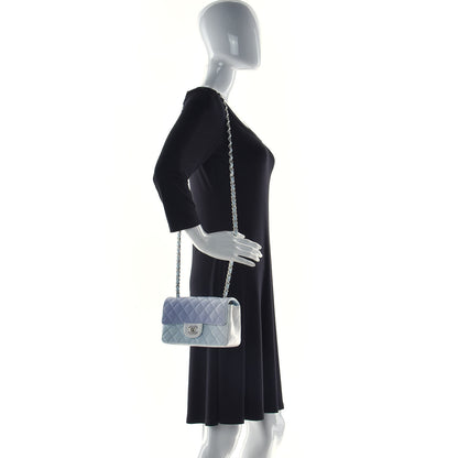 Chanel Perforated Lambskin Quilted Mini Rectangular Flap Light Blue Light Purple White 3 of 8