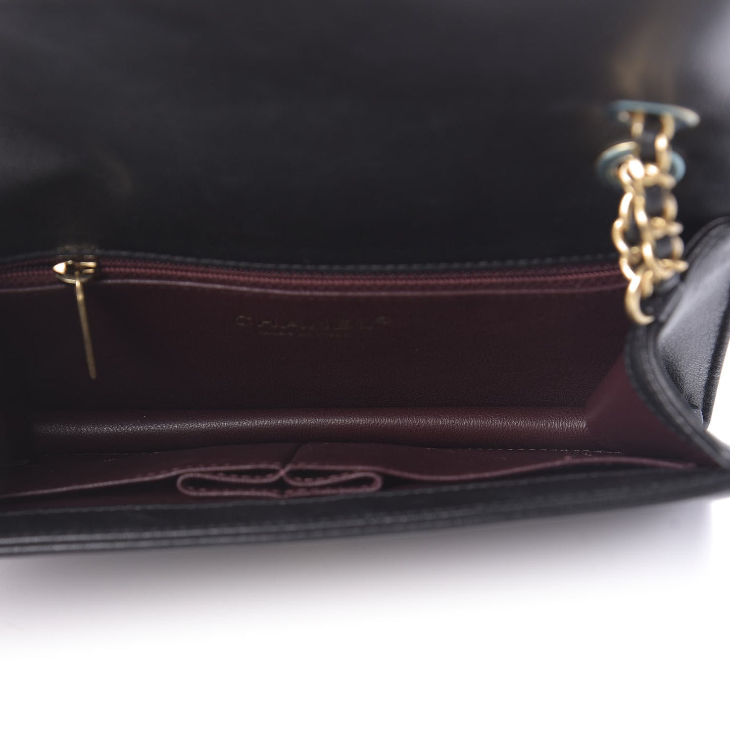Shiny Sheepskin Chevron Quilted Mini Collar and Tie Flap Black