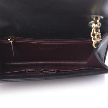 Chanel Shiny Sheepskin Chevron Quilted Mini Collar and Tie Flap Black 5 of 10