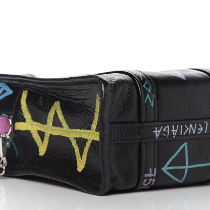 Balenciaga Agneau Arena Graffiti All Over XS Bazar Shopper Tote Black Multicolor 6 of 9