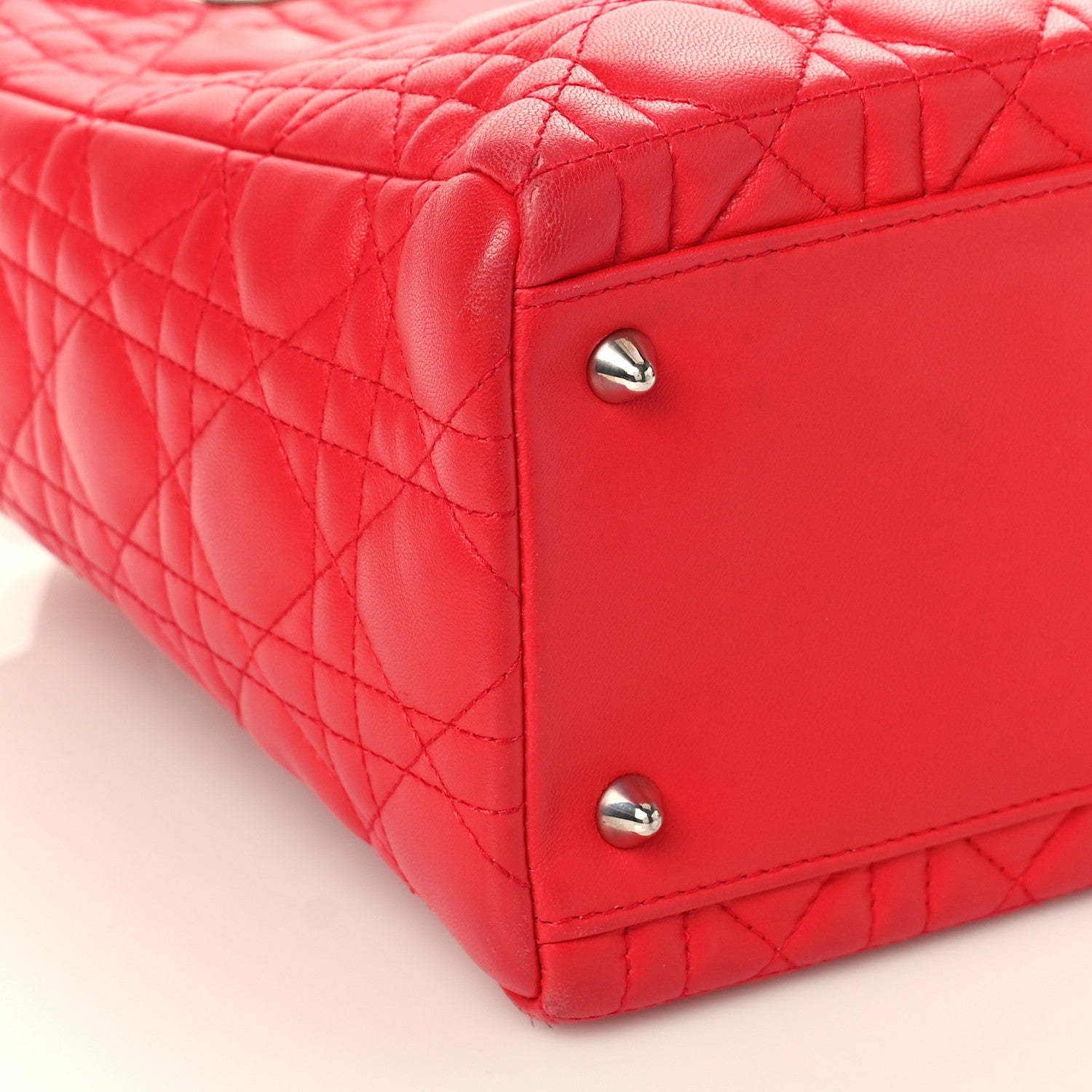 Christian Dior Lambskin Cannage Medium Lady Dior Red 7 of 11
