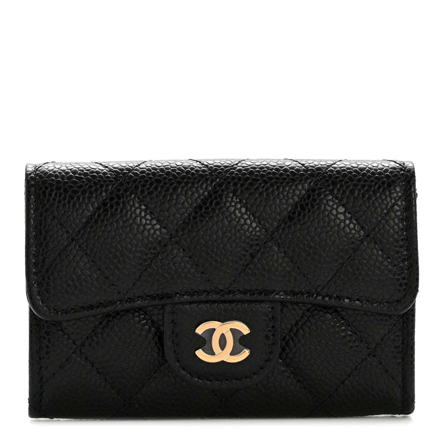 Chanel Caviar Quilted Flap Card Holder Wallet Black 1 of 9