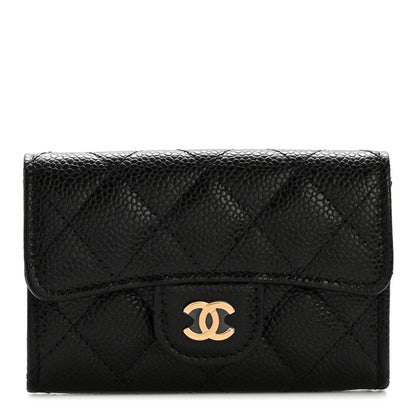 Chanel Caviar Quilted Flap Card Holder Wallet Black 1 of 9