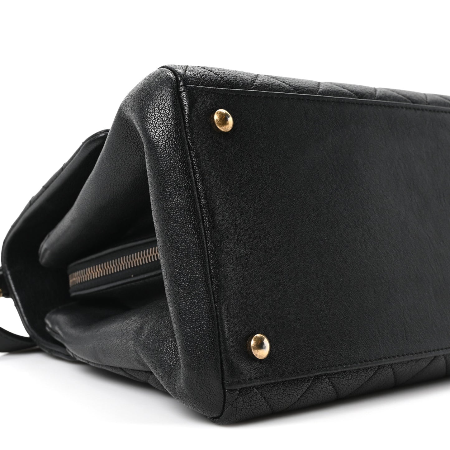 Shiny Sheepskin Quilted Large Trapezio Flap Black