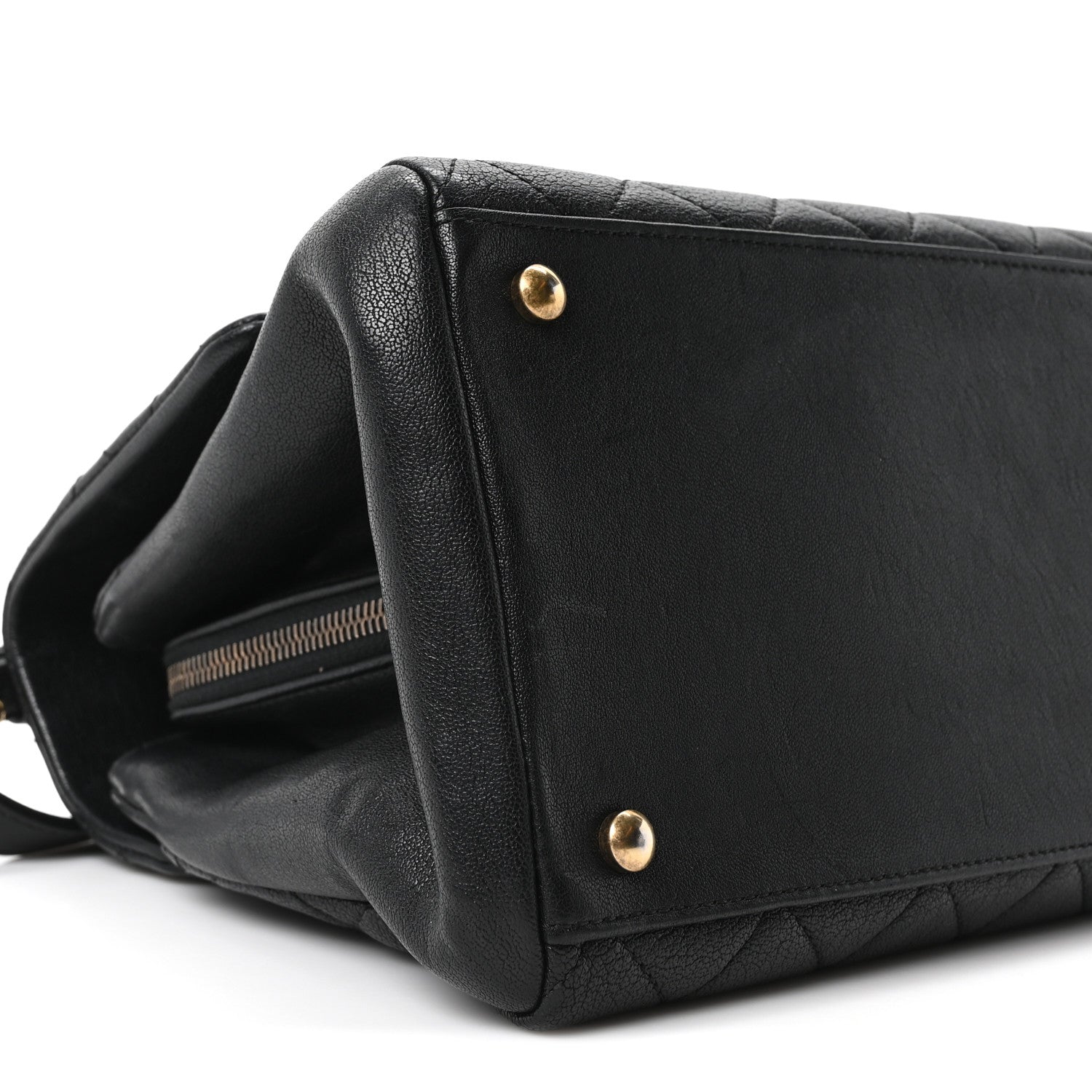 Chanel Shiny Sheepskin Quilted Large Trapezio Flap Black 9 of 10