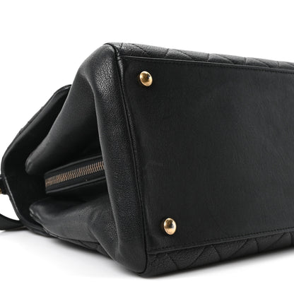 Chanel Shiny Sheepskin Quilted Large Trapezio Flap Black 9 of 10