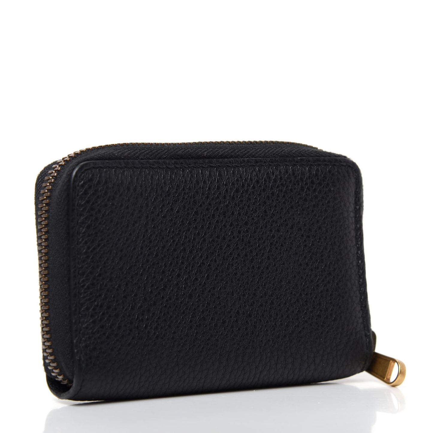 Calfskin Logo Zip Around Card Case Black