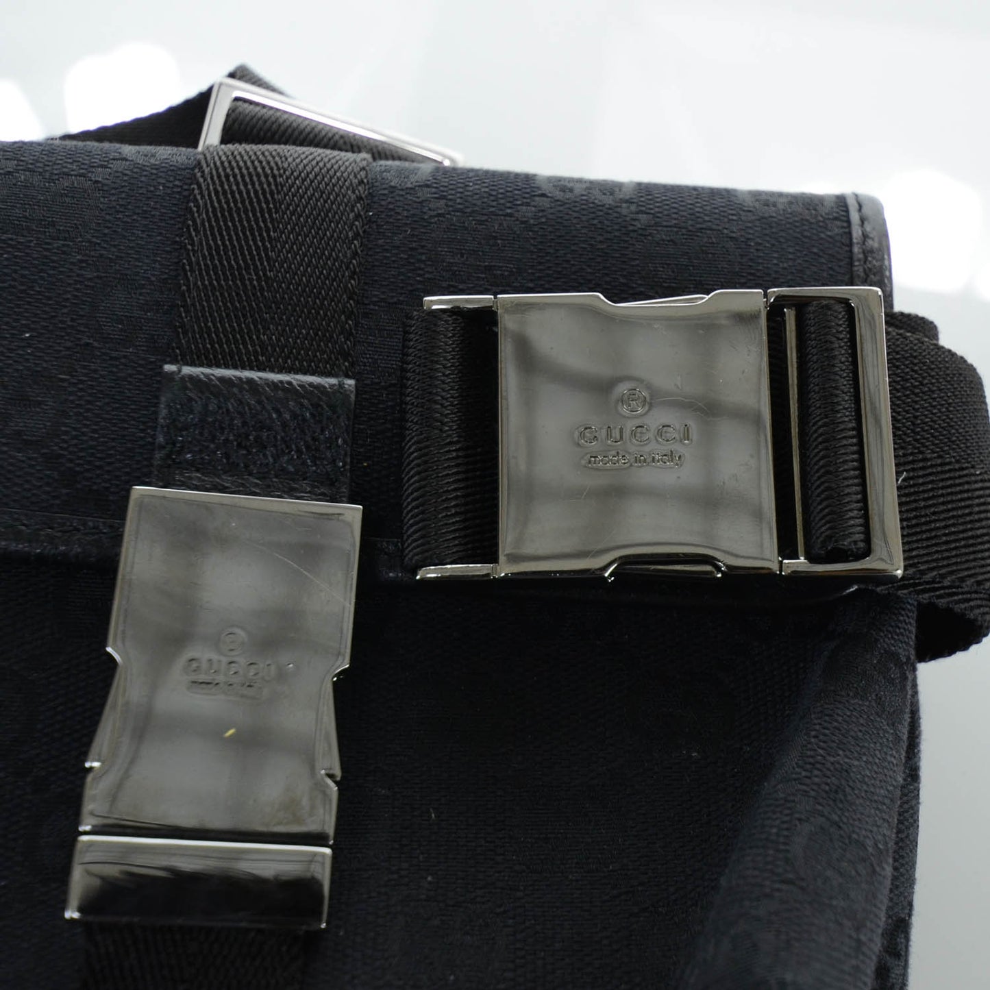 GG Monogram Web Buckle Belt Bag Black