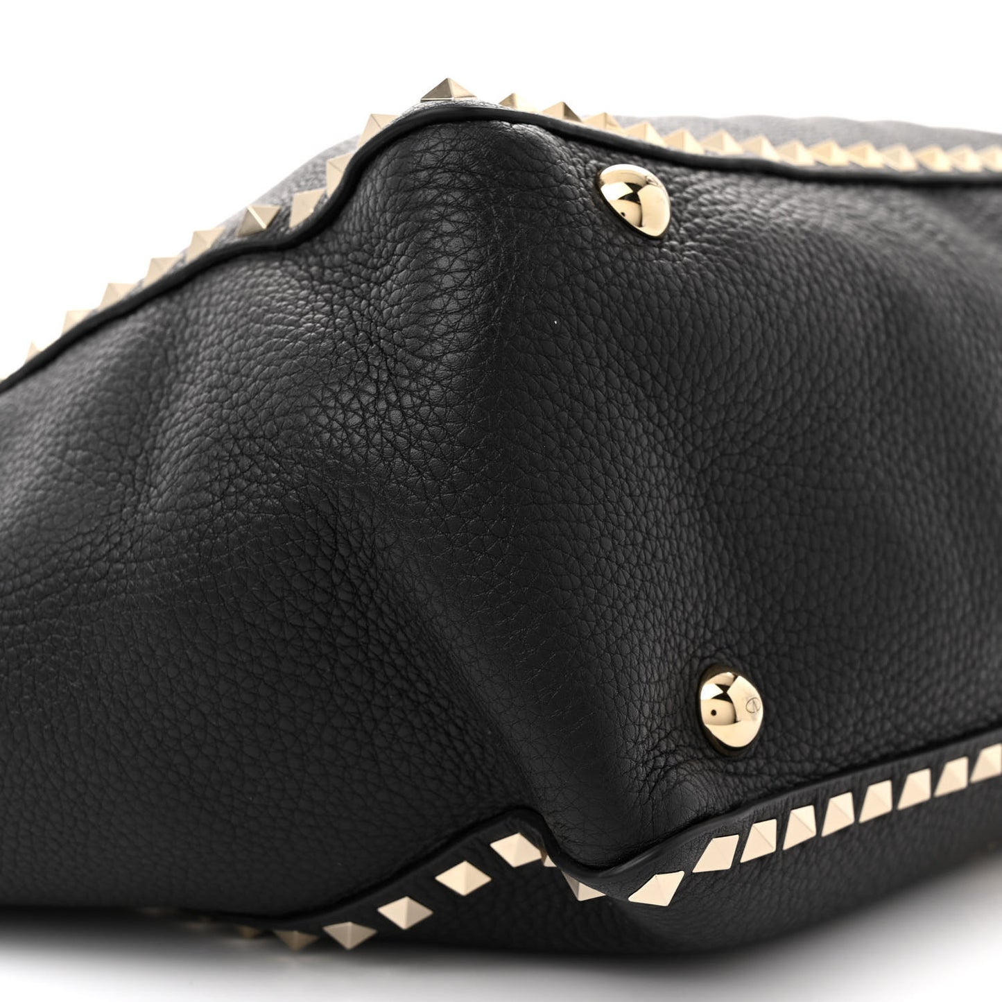 Pebbled Calfskin Medium Rockstud Tote Black