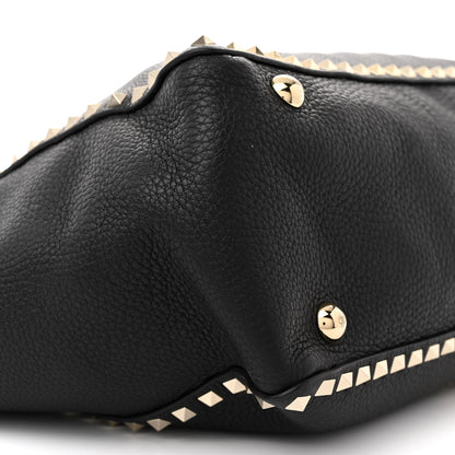 Valentino Garavani Pebbled Calfskin Medium Rockstud Tote Black 8 of 11