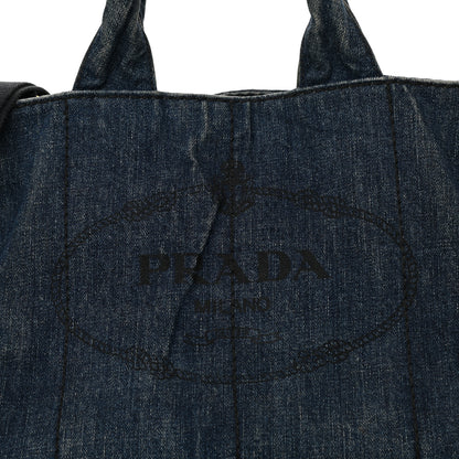 Prada Denim Logo Tote Bleu 8 of 11