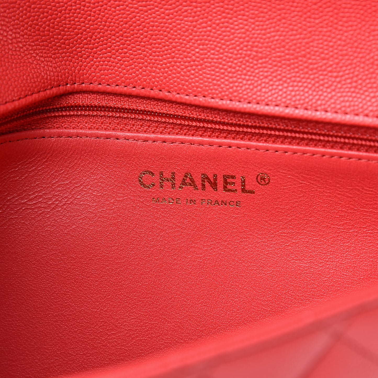Caviar Quilted Flap Clutch Red