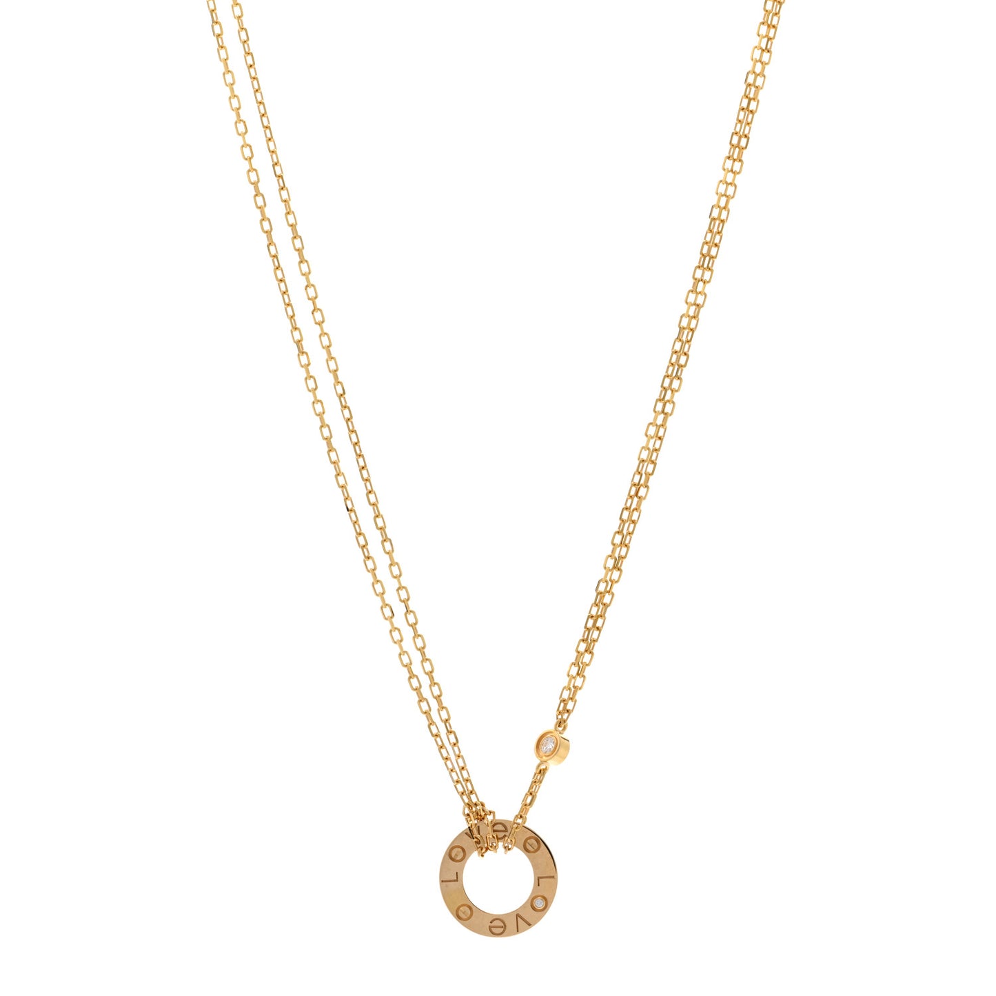 18K Yellow Gold 2 Diamond LOVE Necklace