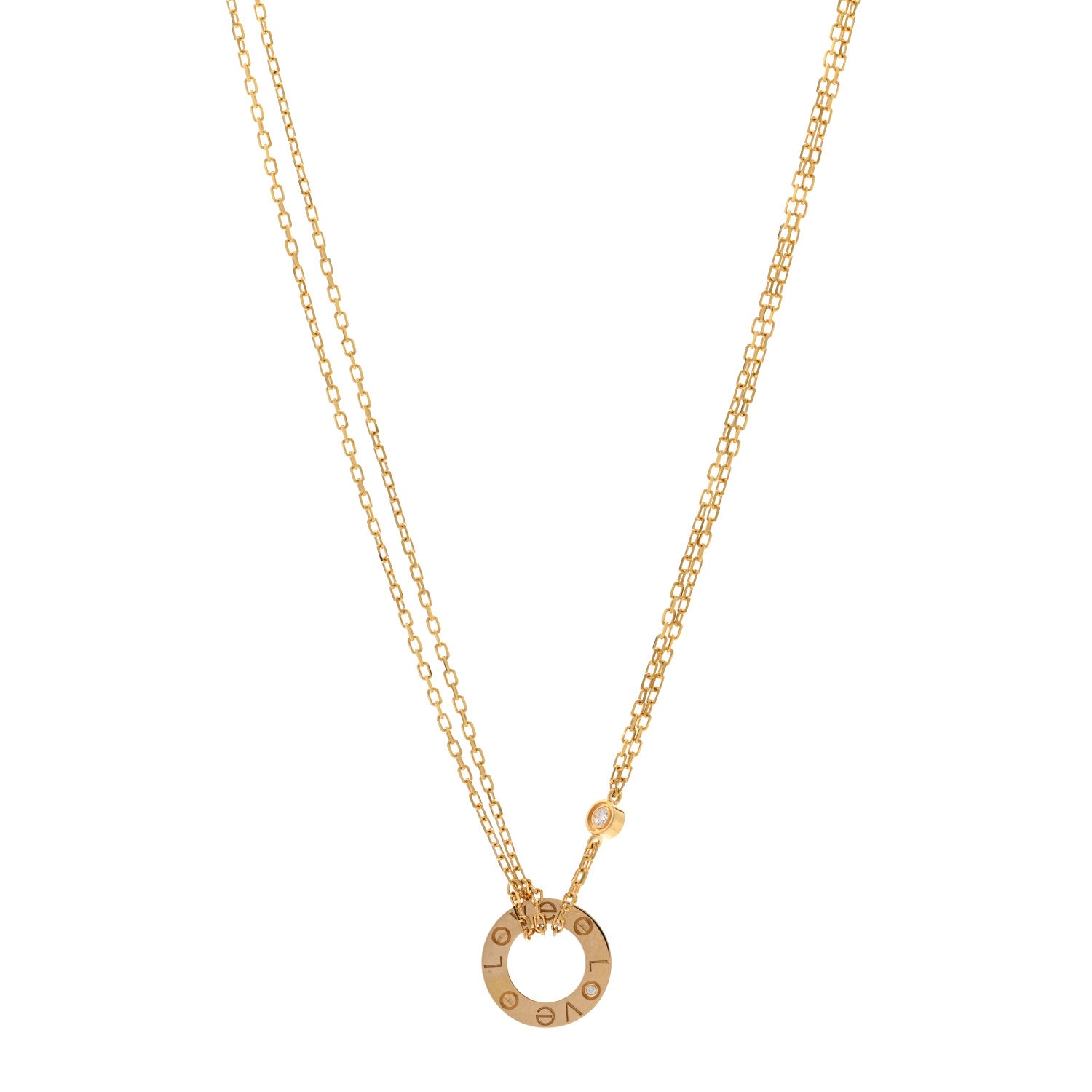 Cartier 18K Yellow Gold 2 Diamond LOVE Necklace 1 of 5