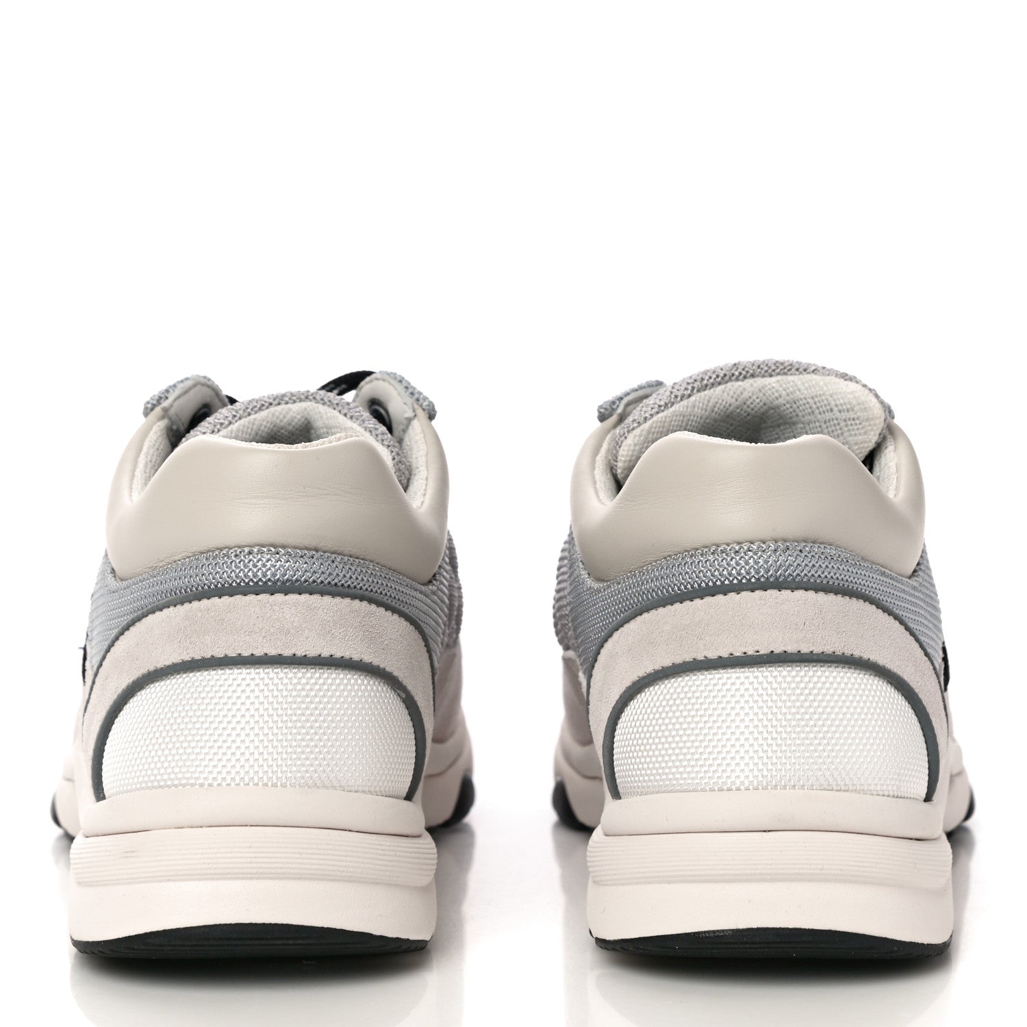 Chanel Nylon Calfskin Suede Womens CC Sneakers 38.5 Grey White 6 of 10