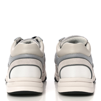 Chanel Nylon Calfskin Suede Womens CC Sneakers 38.5 Grey White 6 of 10