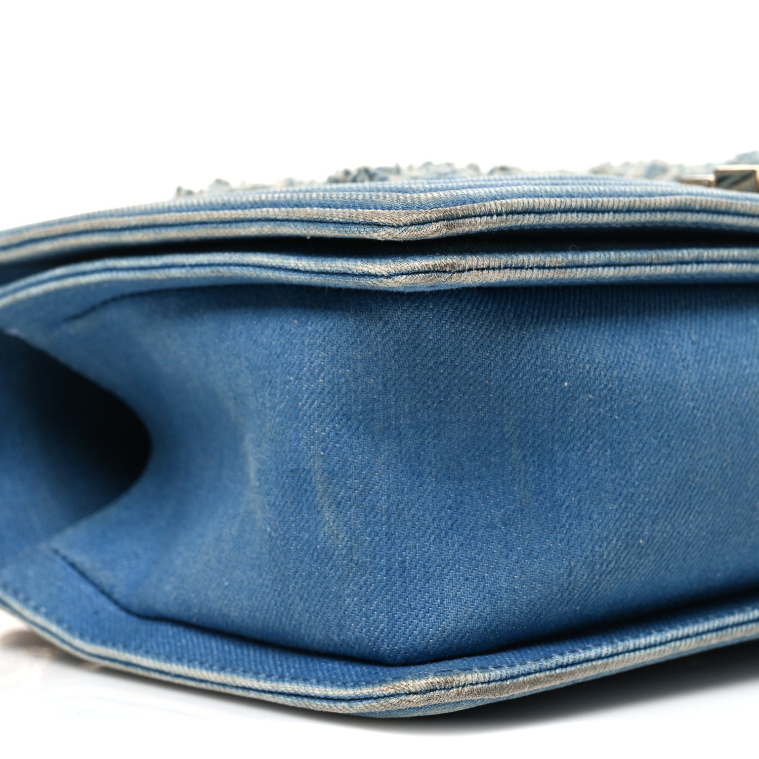 Chanel Denim Pleated Medium Boy Flap Light Blue 8 of 10