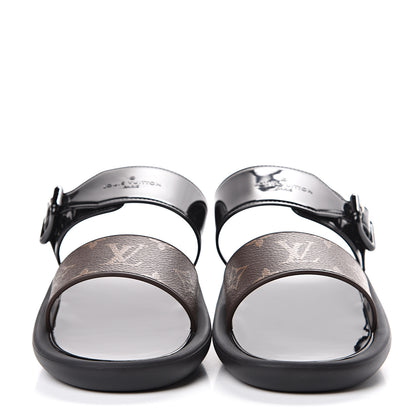 Louis Vuitton Shiny Rubber Logo Sunbath Mules 37 Black 2 of 8