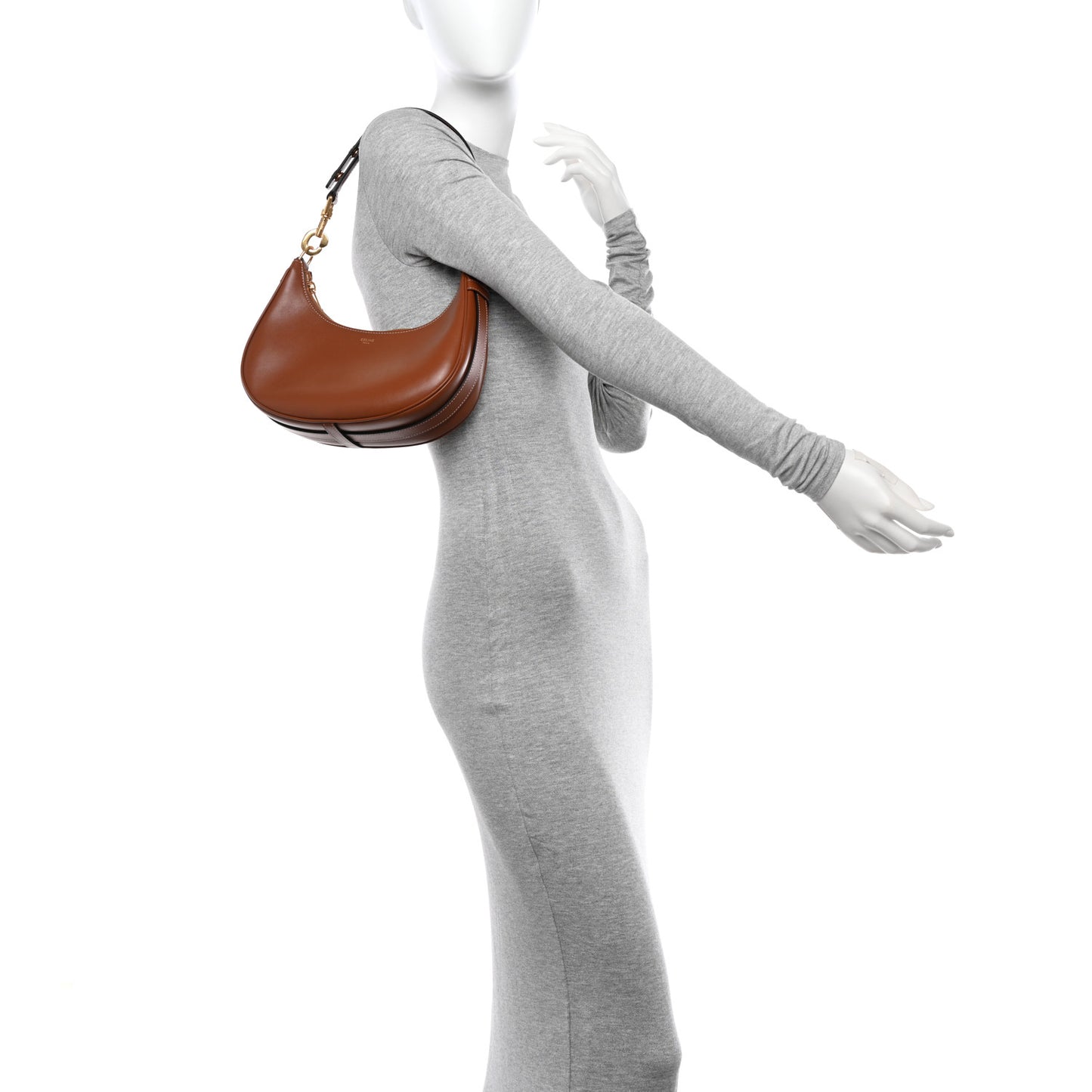 Smooth Calfskin Medium Strap Ava Shoulder Bag Tan