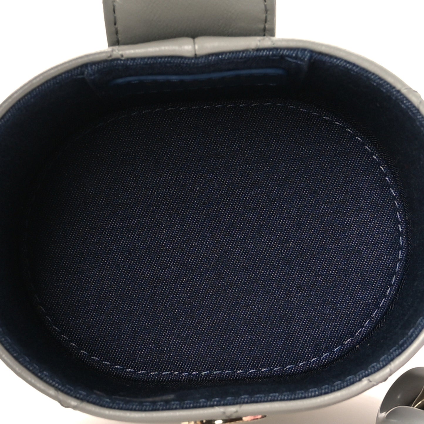 Lambskin Quilted Mini Vanity Case With Chain Grey