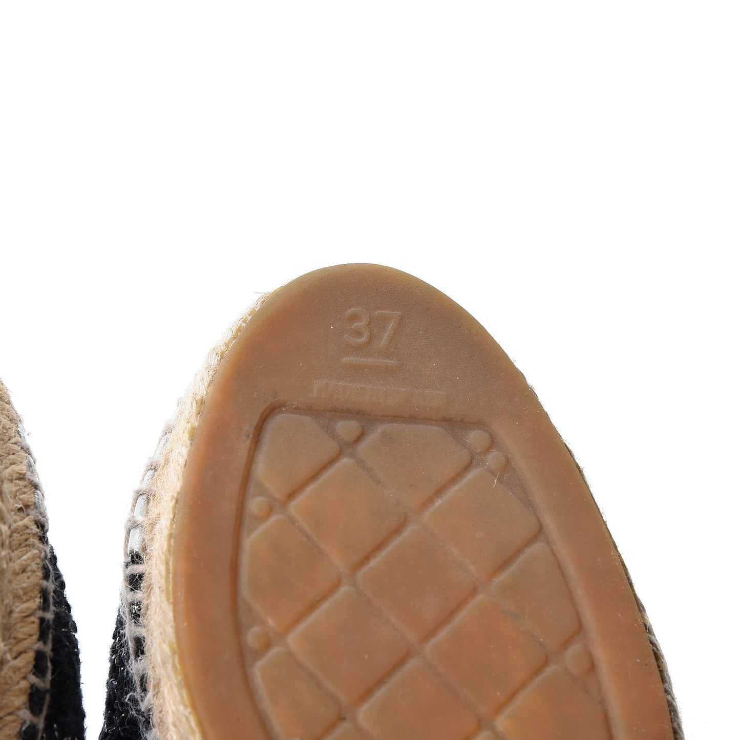 Tweed Lambskin CC Espadrilles 37 Black Silver
