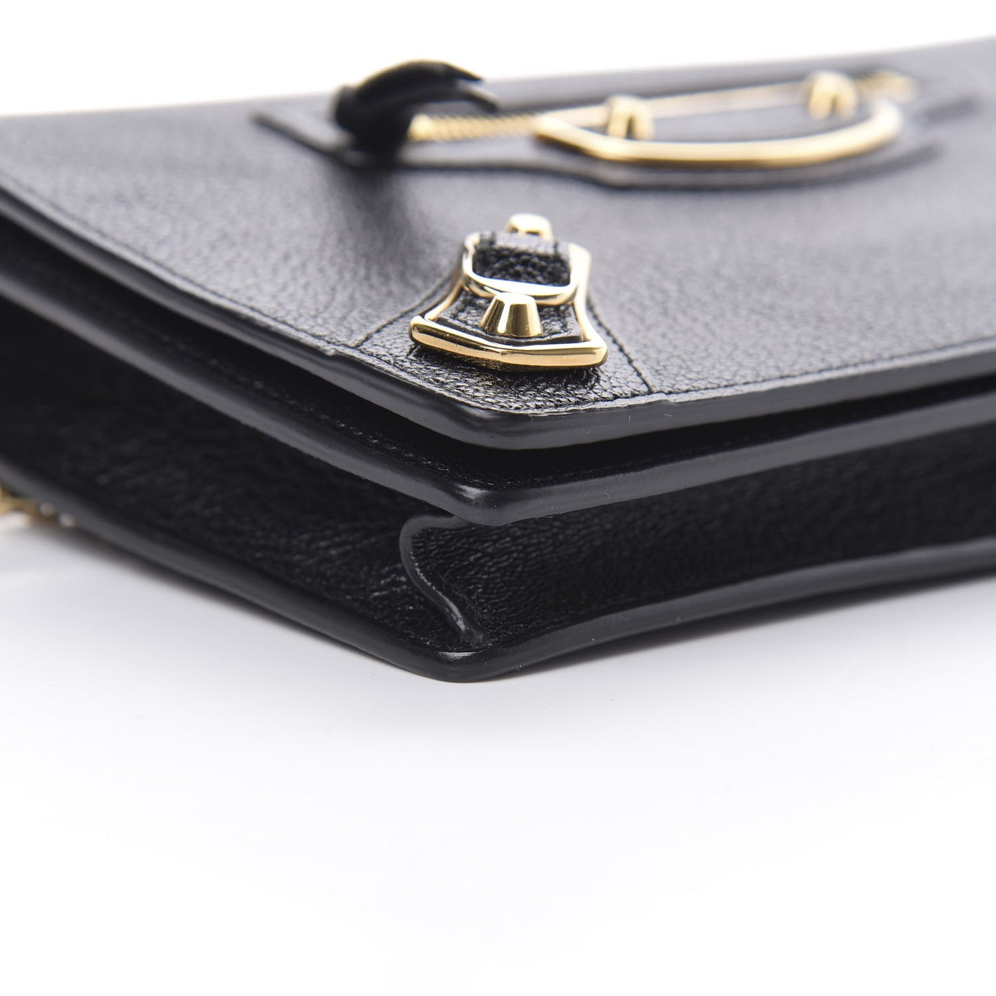 Chevre Gold Metallic Edge Hardware Wallet On Chain Black