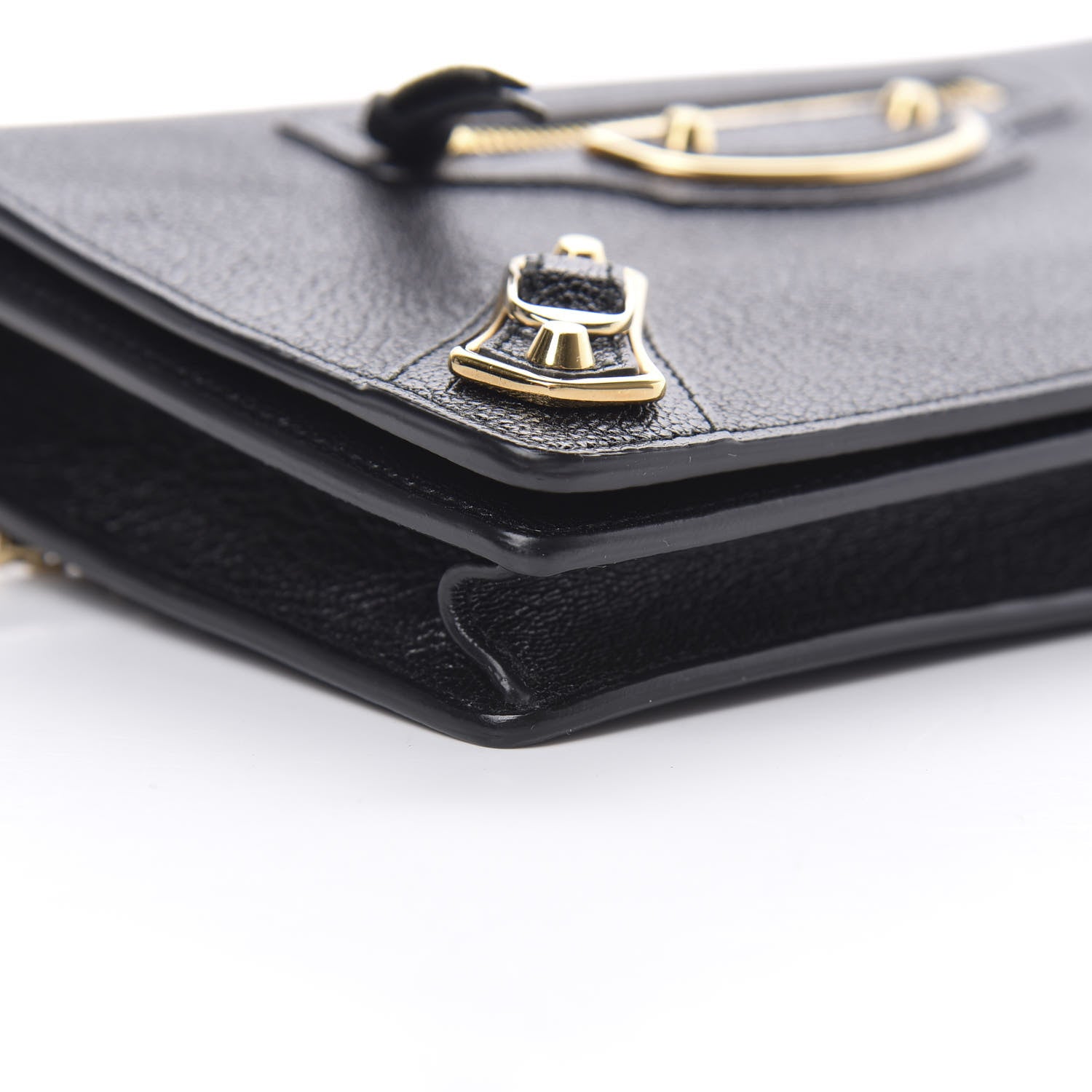 Balenciaga Chevre Gold Metallic Edge Hardware Wallet On Chain Black 9 of 10