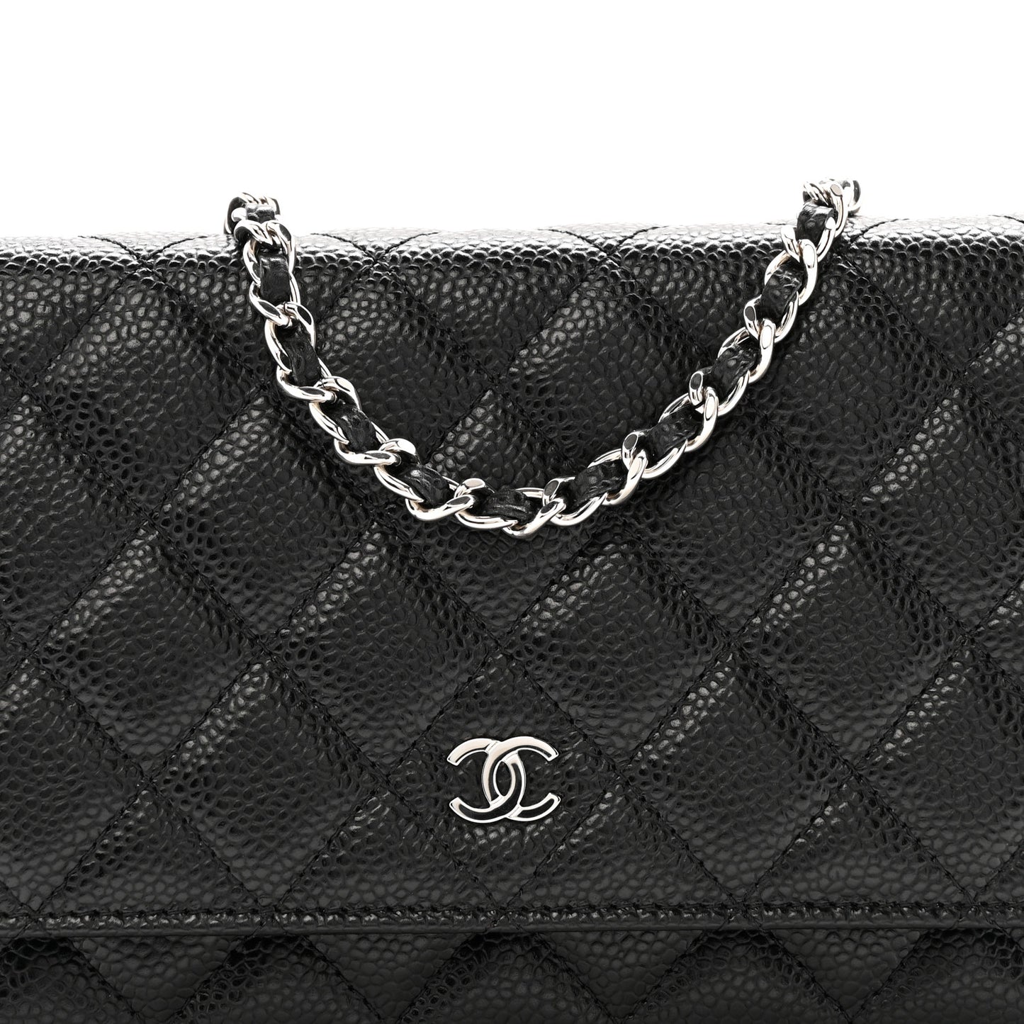 Caviar Quilted Wallet On Chain WOC Black