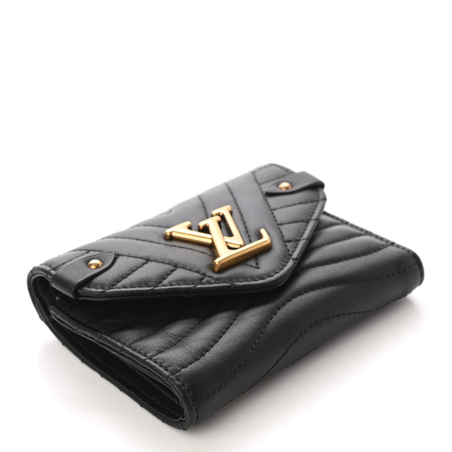 Calfskin New Wave Compact Wallet Black