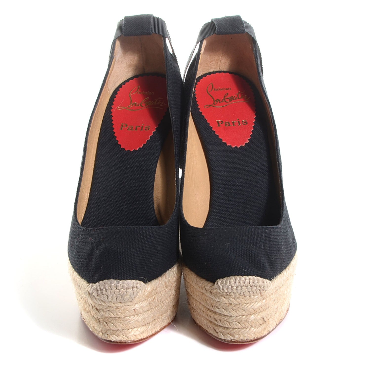 Christian Louboutin Canvas Formentera Platform Espadrille Wedges 37 Black 2 of 5