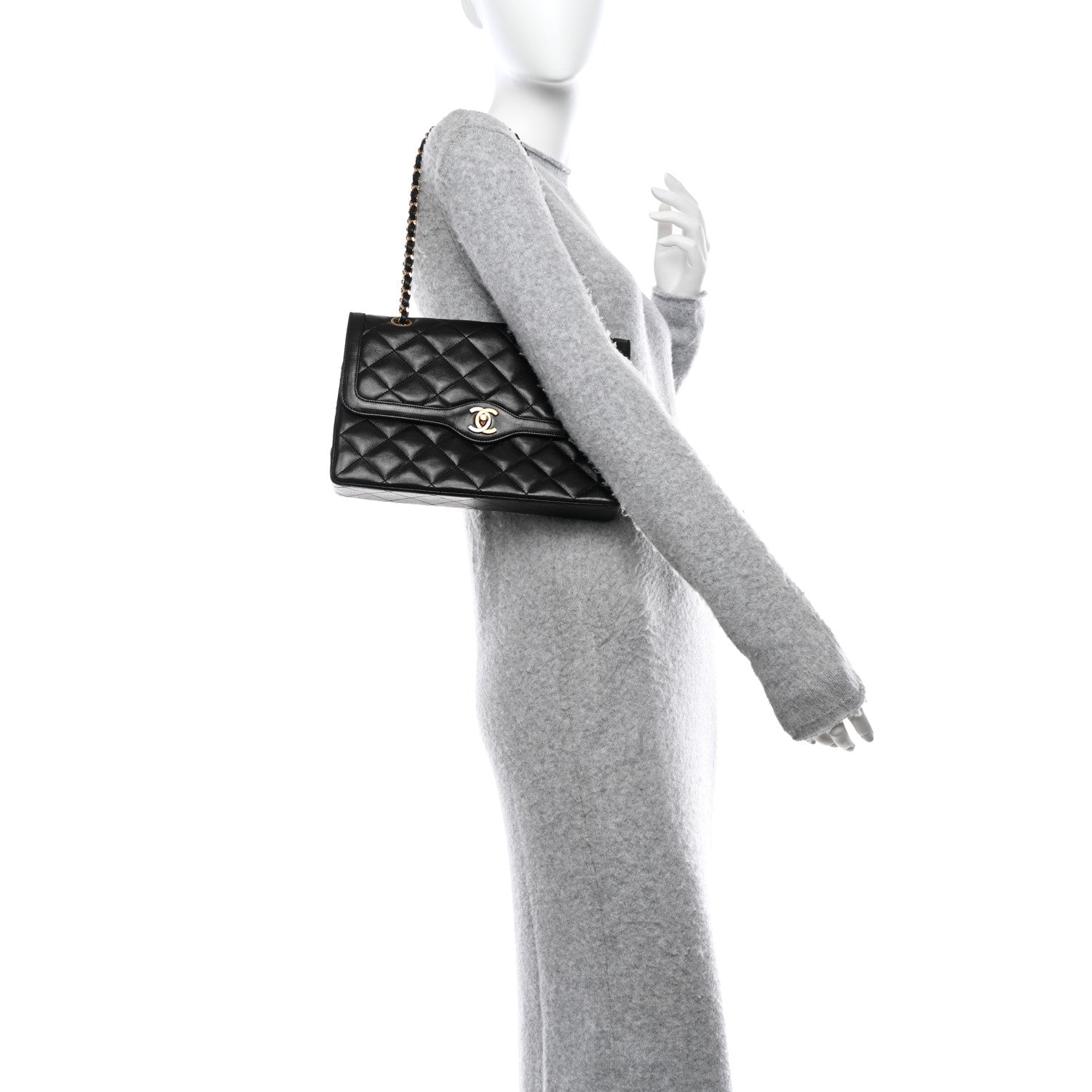 Chanel Lambskin Quilted Medium Double Flap Bag Black 2 of 11