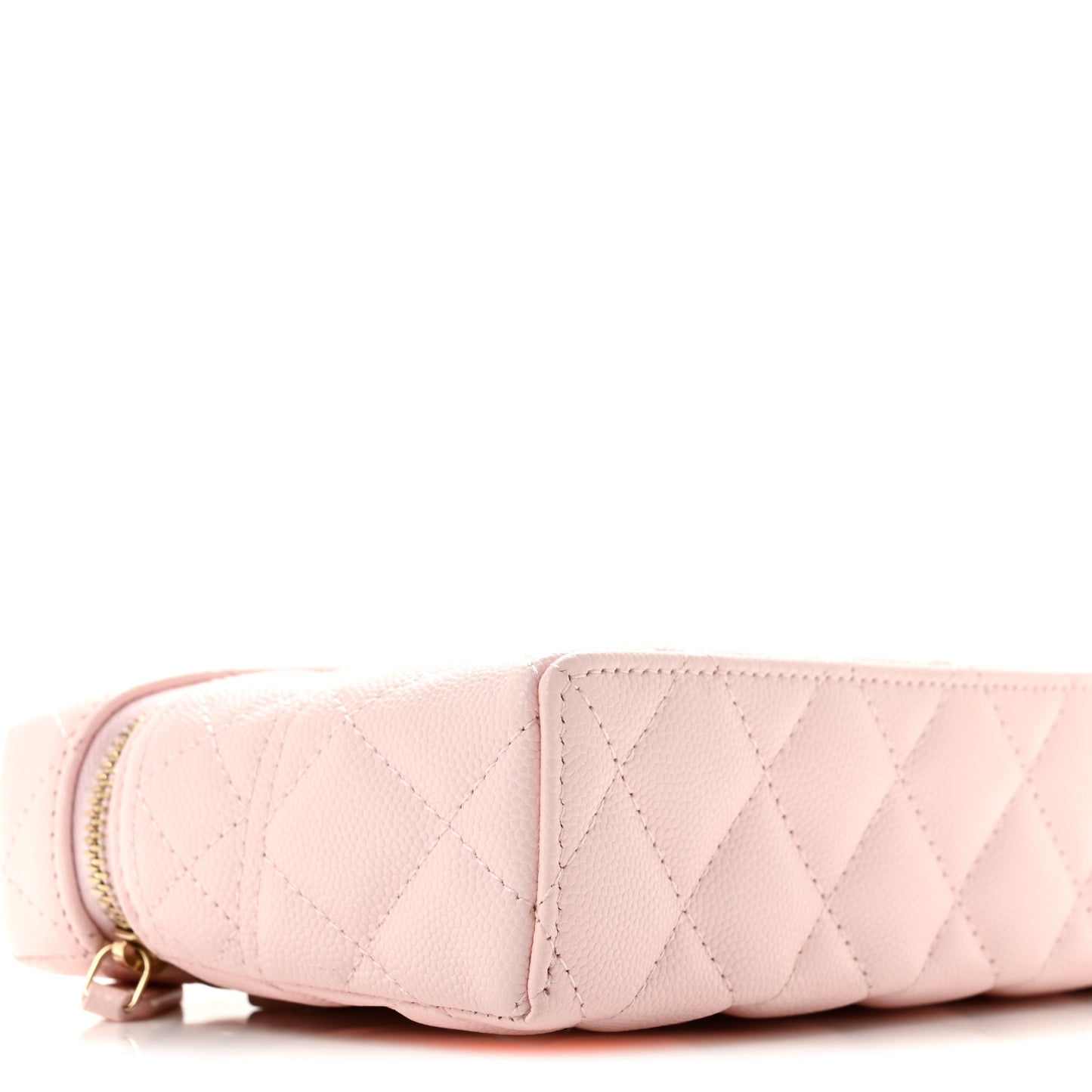 Caviar Quilted Top Handle Slim Vanity With Chain Light Pink