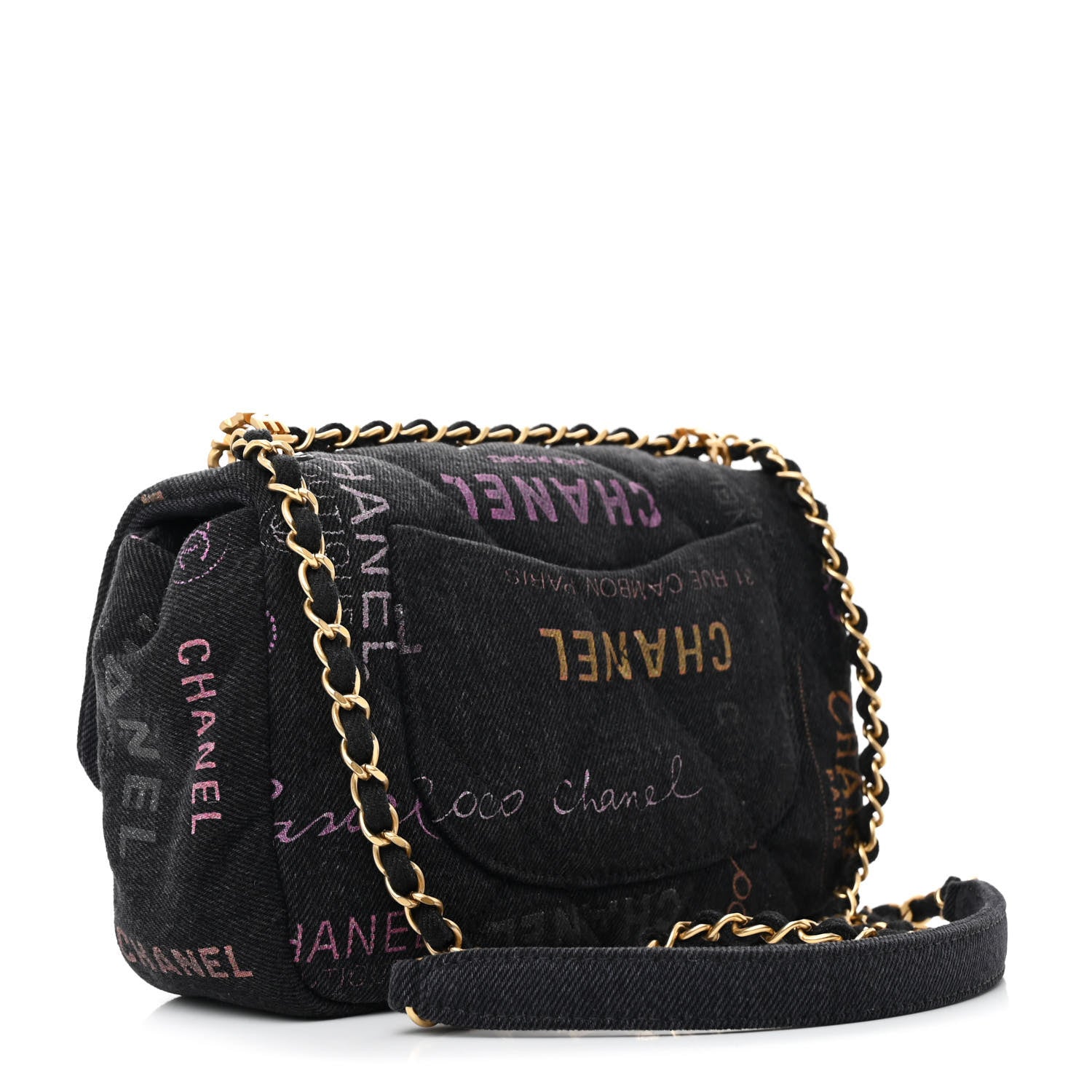 Chanel Denim Quilted Denim Mood Mini Rectangular Flap Black Multicolor 4 of 12