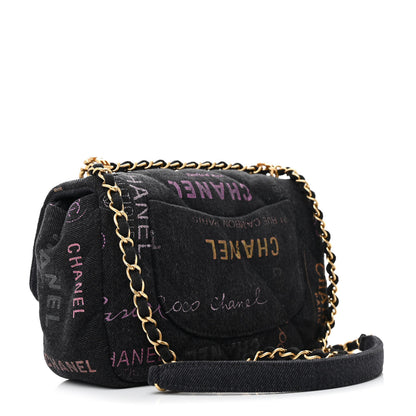 Chanel Denim Quilted Denim Mood Mini Rectangular Flap Black Multicolor 4 of 12