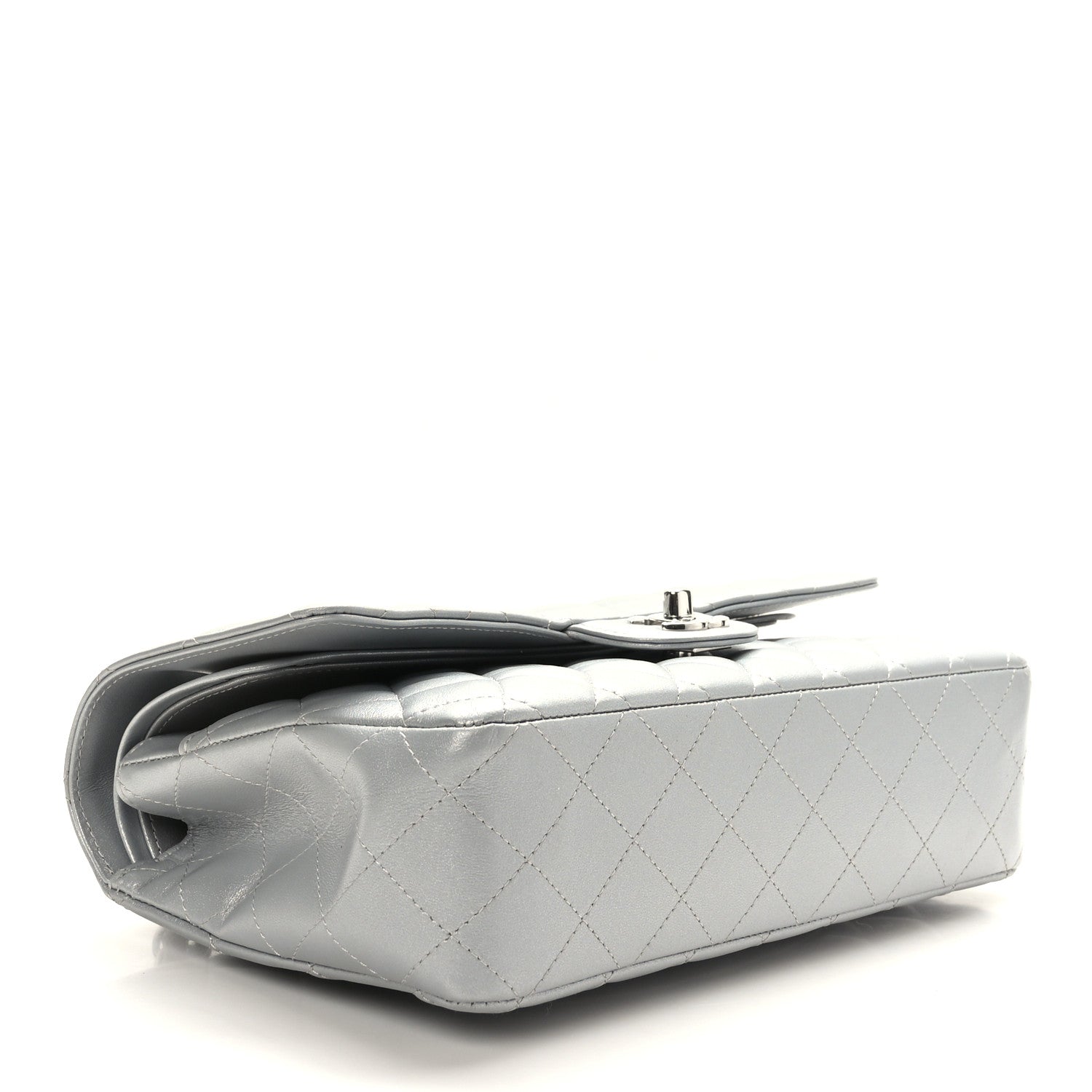 Chanel Iridescent Lambskin Quilted Medium Double Flap Grey 4 of 9
