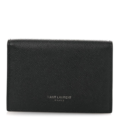 Saint Laurent Grain De Poudre Business Card Case Black 1 of 9