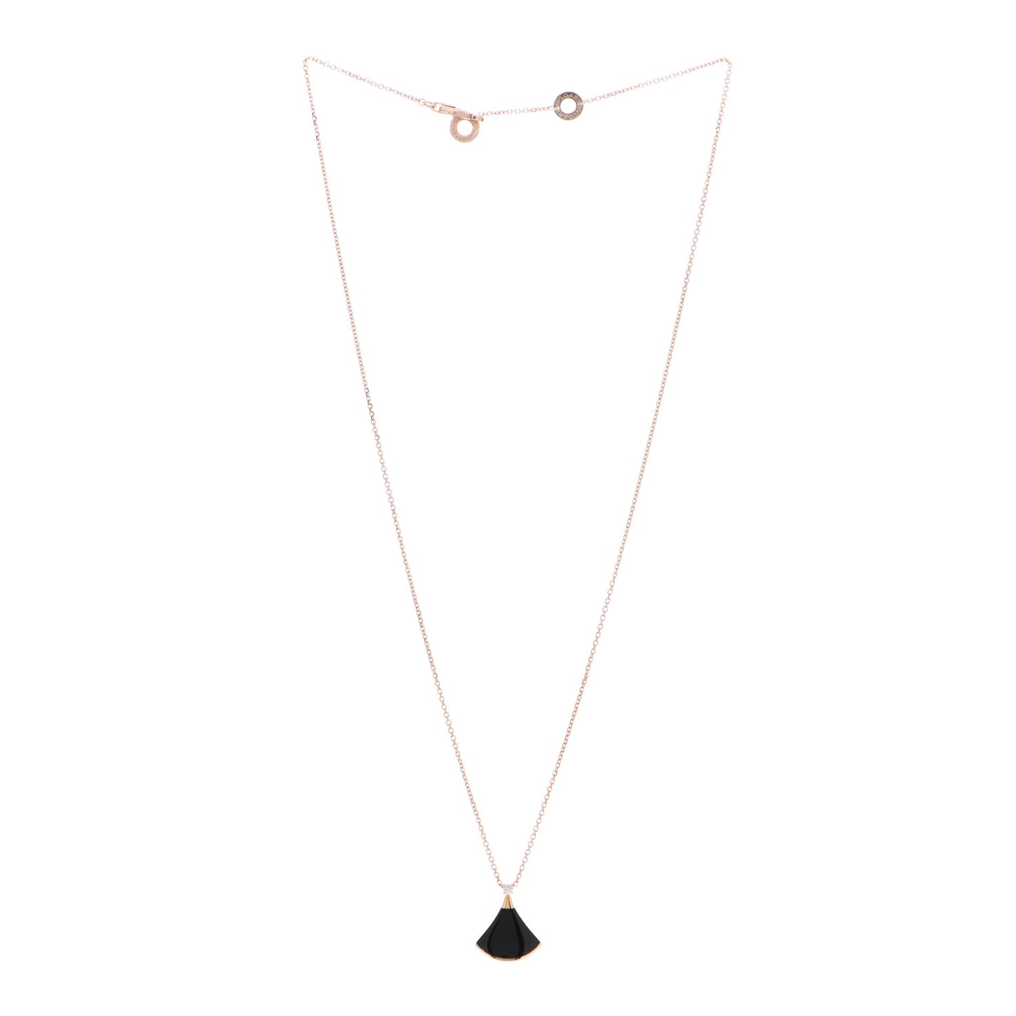 18K Rose Gold Diamond Black Onyx Divas' Dream Pendant Necklace