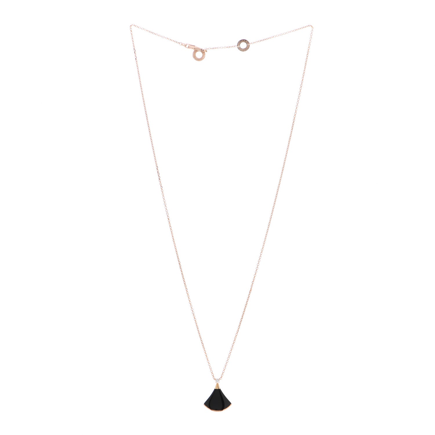Bulgari 18K Rose Gold Diamond Black Onyx Divas' Dream Pendant Necklace 3 of 5