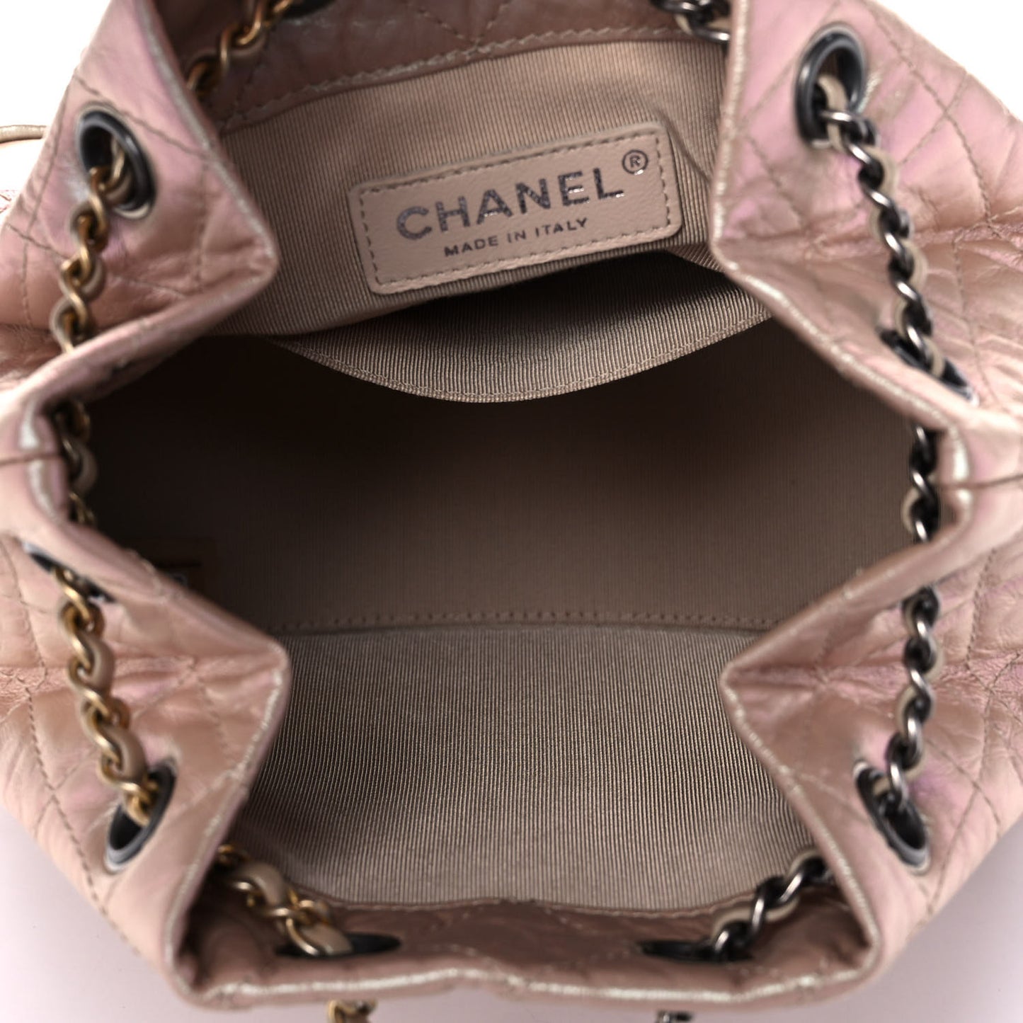 Iridescent Lambskin Calfskin Small Quilted Gabrielle Backpack Light Pink