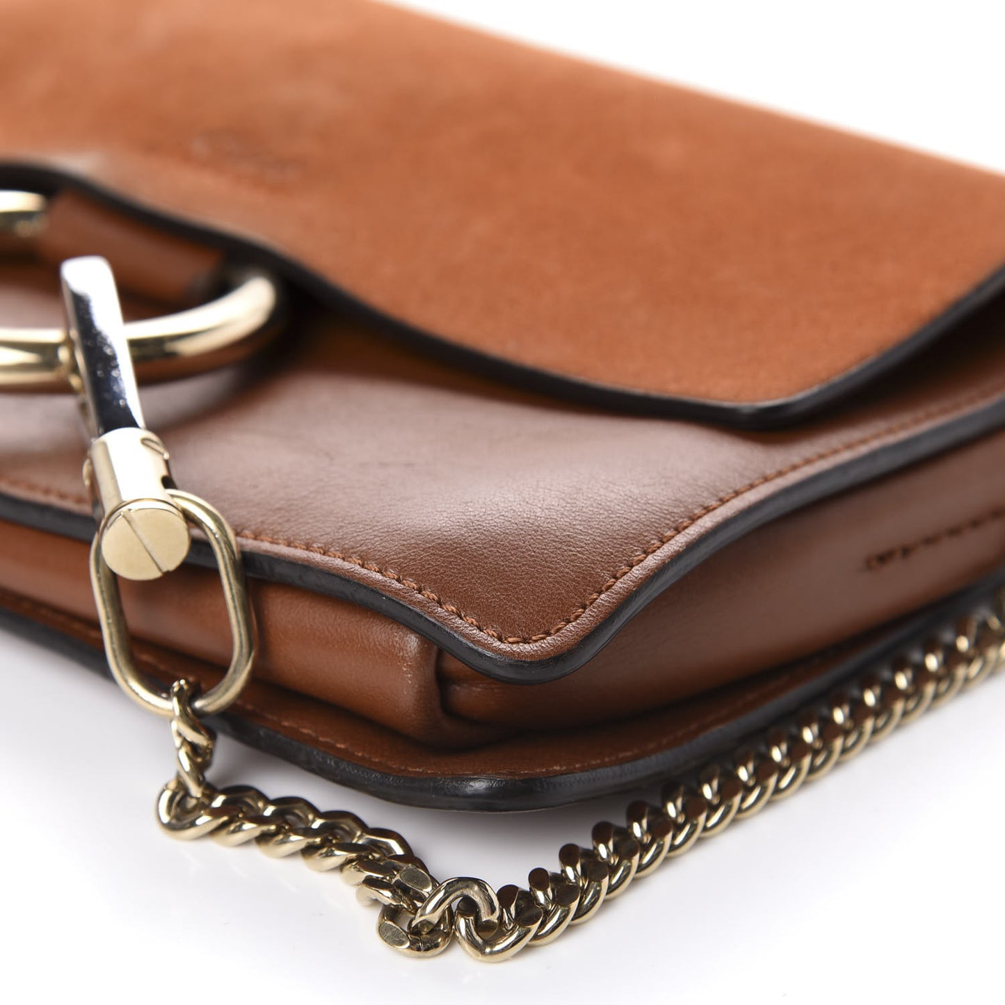 Suede Calfskin Small Faye Shoulder Bag Tobacco