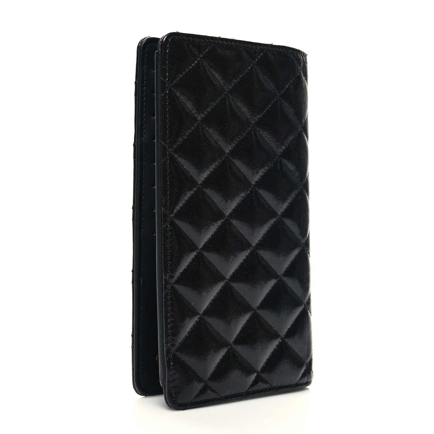 Chanel Patent Crumpled Calfskin Quilted Reissue 2.55 Yen Wallet Black 3 of 10