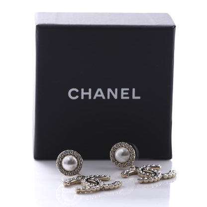 Chanel Crystal Pearl Bow-tiful CC Drop Earrings Gold 7 of 7