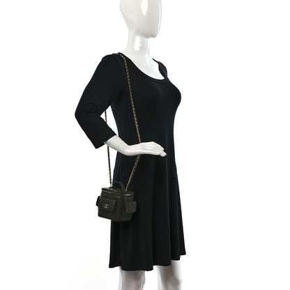 Chanel Lambskin Quilted Polly Pocket Top Vanity With Chain Khaki 2 of 9