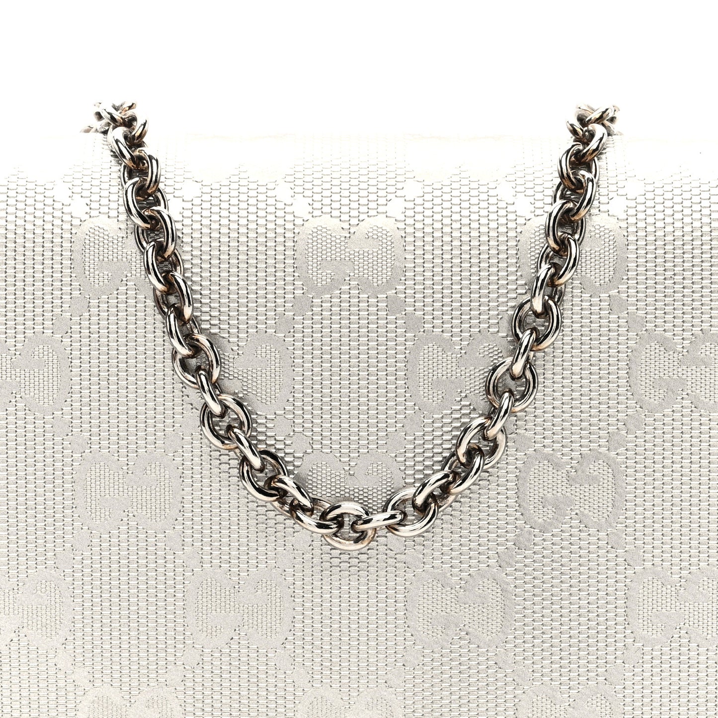 Imprime Monogram GG Pierce Chain Clutch Wallet Silver