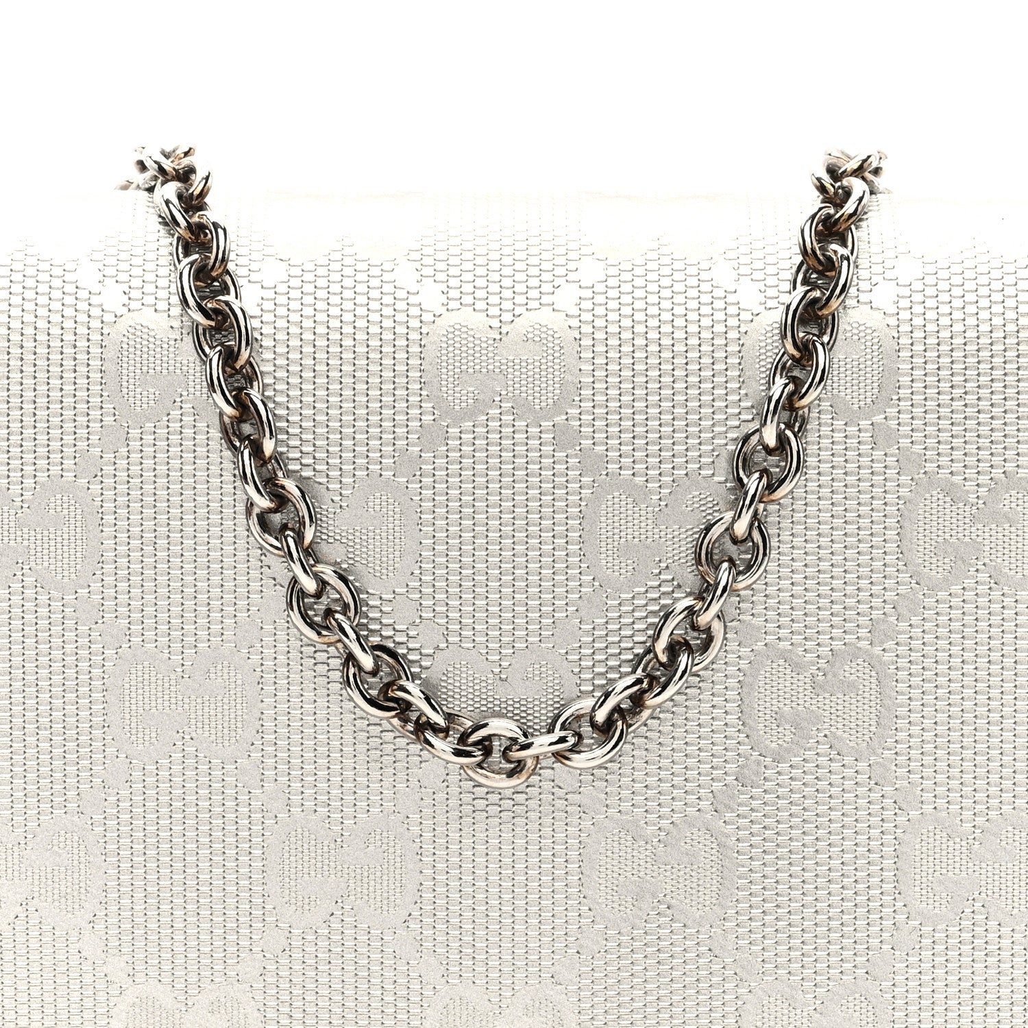 Gucci Imprime Monogram GG Pierce Chain Clutch Wallet Silver 7 of 10