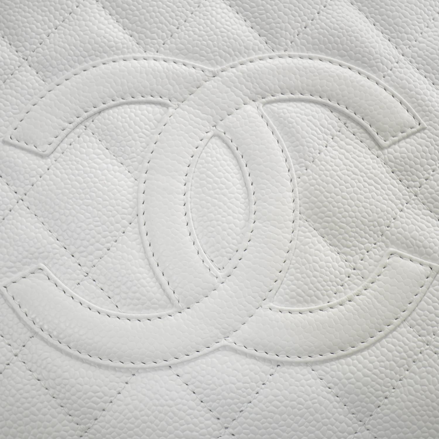 Chanel Caviar Petit Shopping Tote PST White 9 of 10