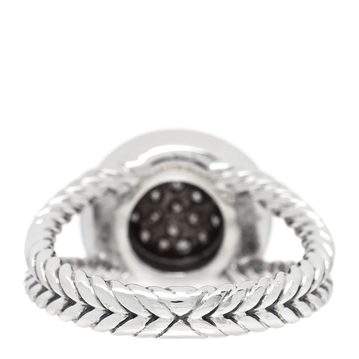 David Yurman Sterling Silver Diamond 8mm Petite Cerise Pave Ring 52 6 3 of 4